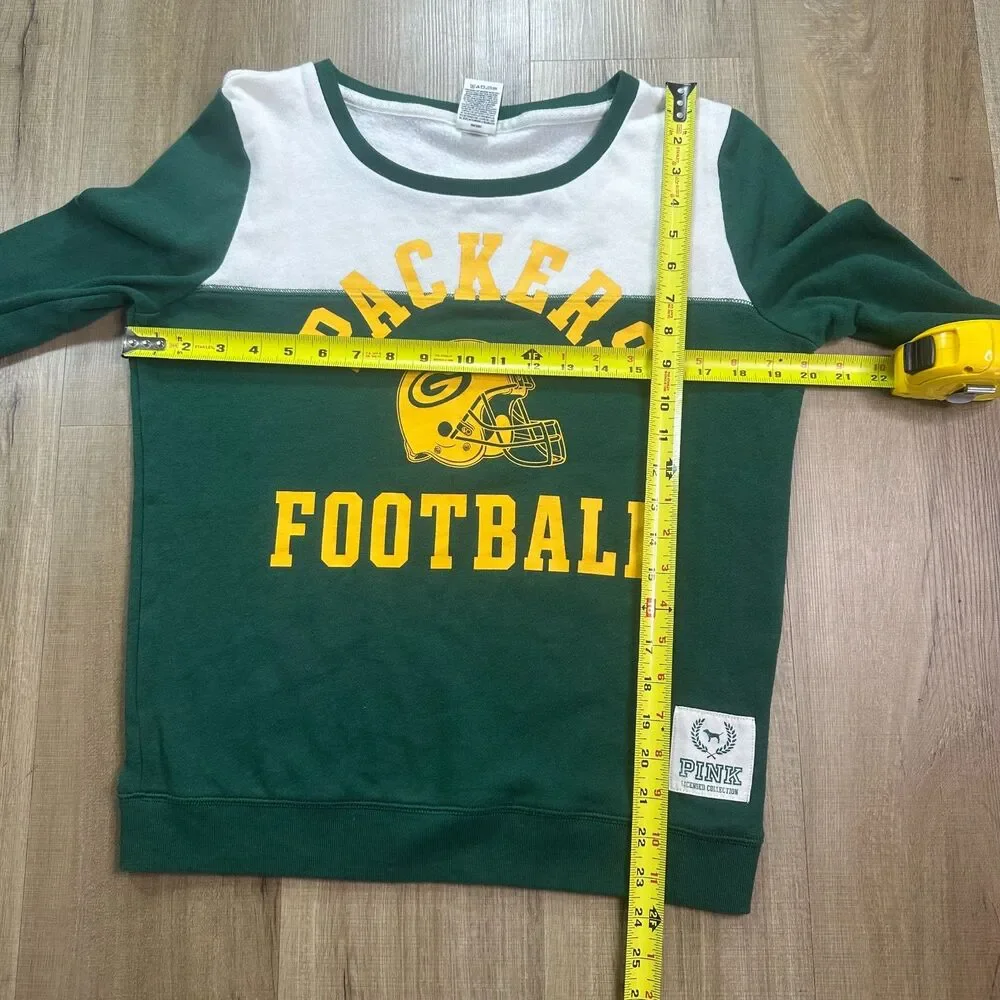 PINK Victoria's Secret Packers Football NFL Womens Medium M Green White Top
